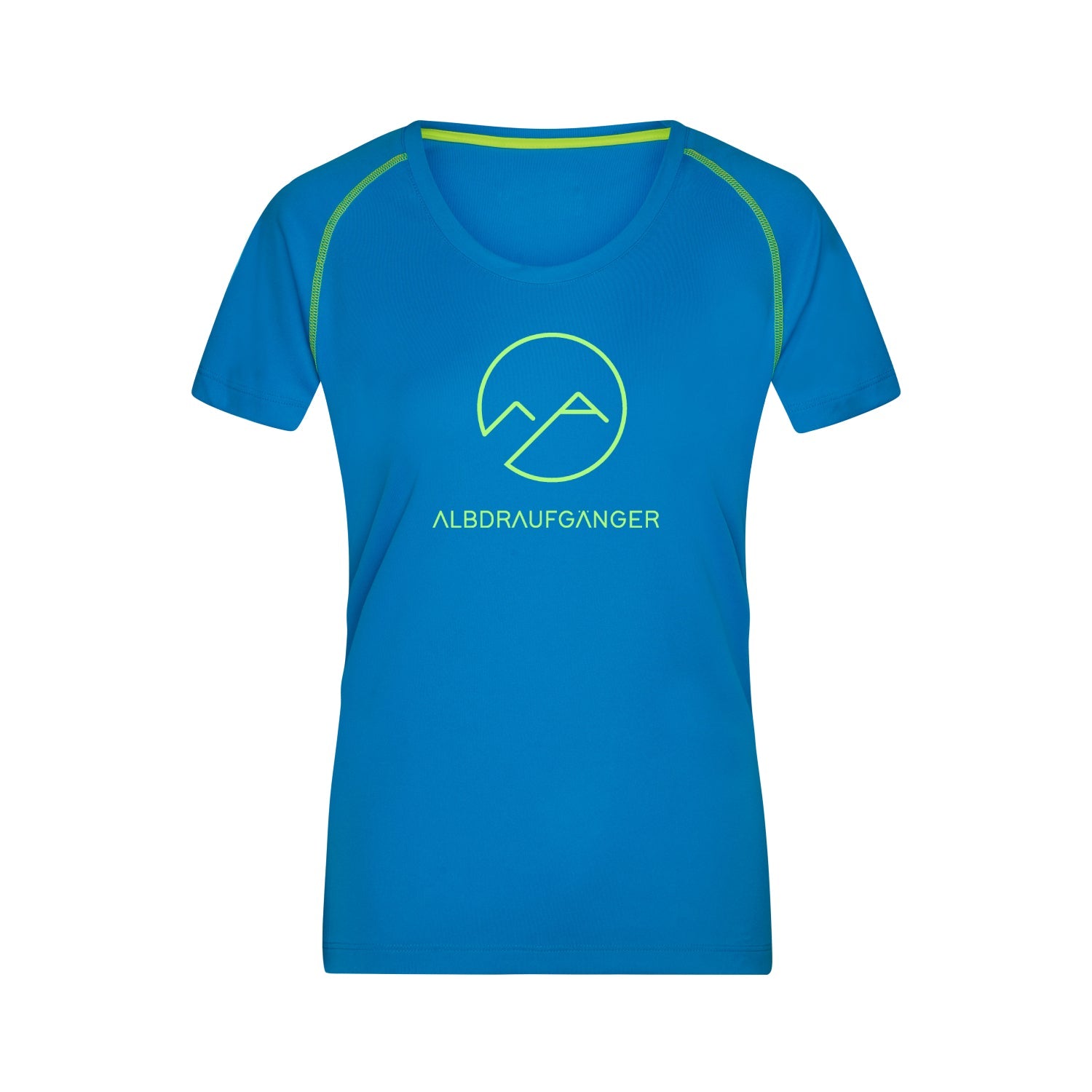 Damen Sport T-Shirt Kontrast - blau/gelb - Albdraufgänger