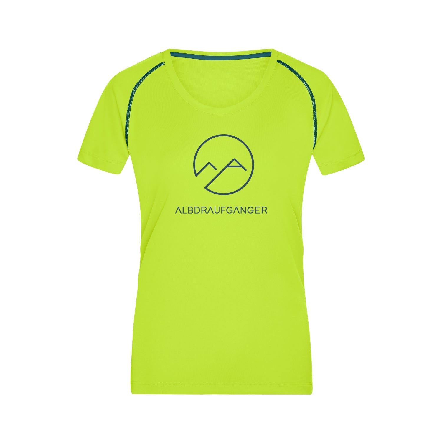 Damen Sport T-Shirt Kontrast - gelb/blau - Albdraufgänger