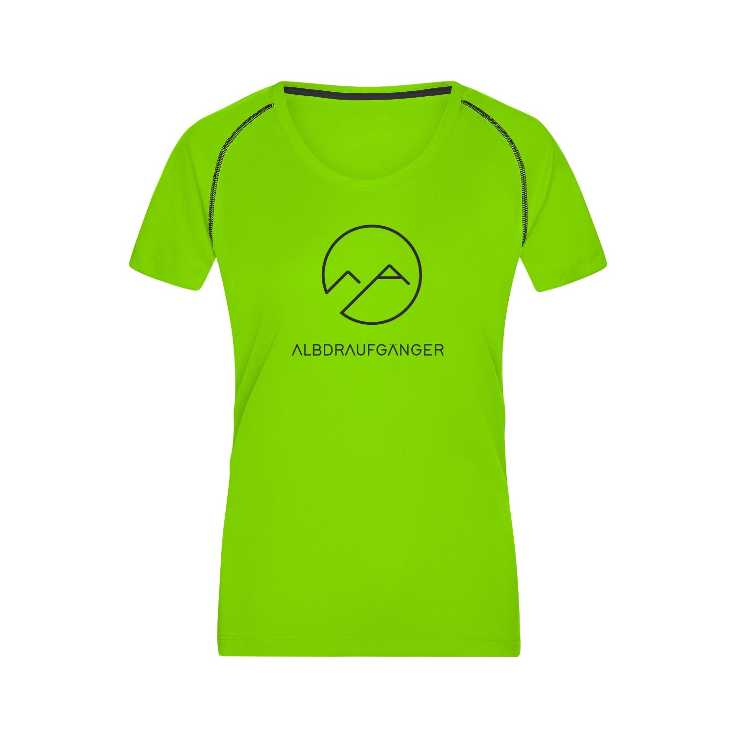 Damen Sport T-Shirt Kontrast - grün/schwarz - Albdraufgänger