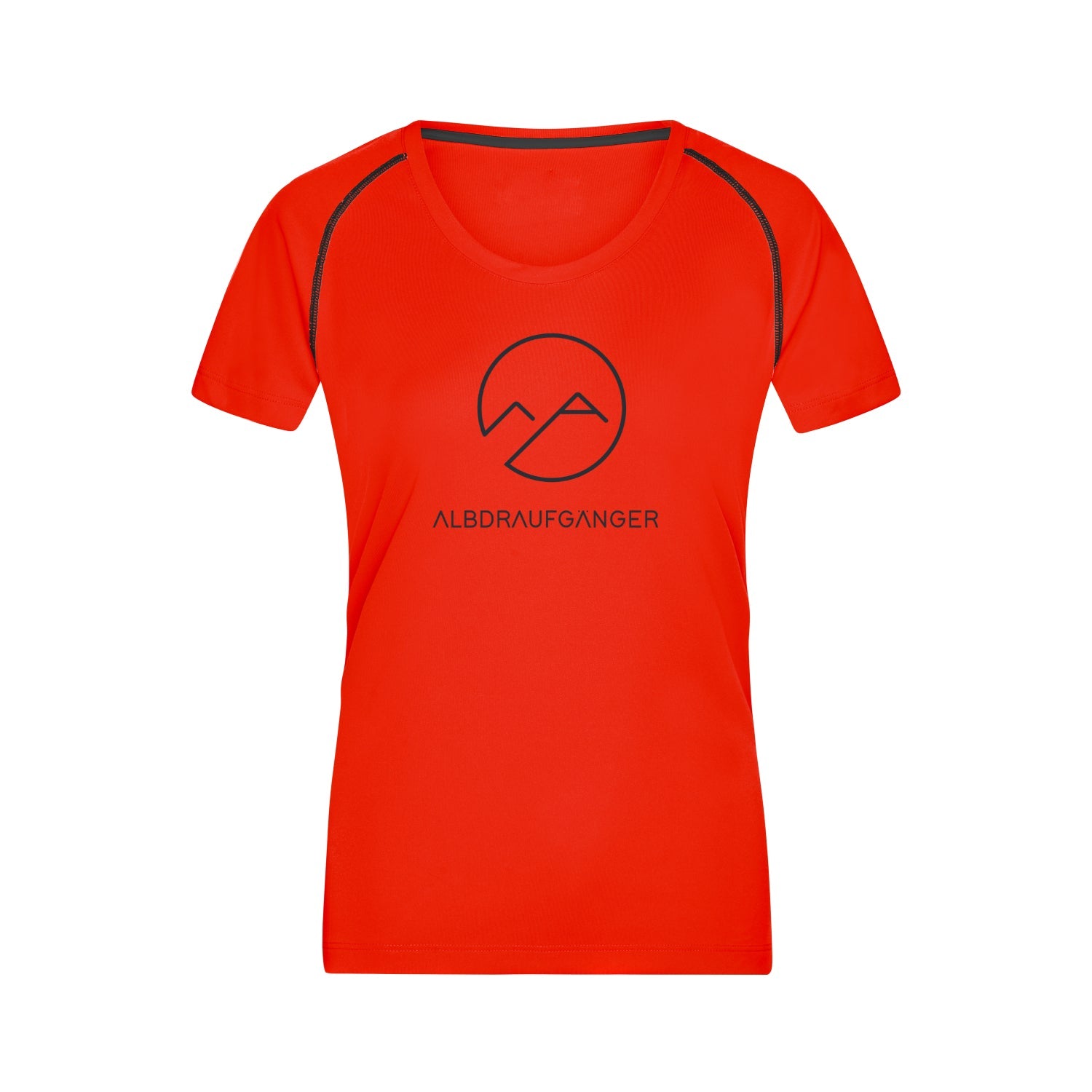 Damen Sport T-Shirt Kontrast - orange/schwarz - Albdraufgänger