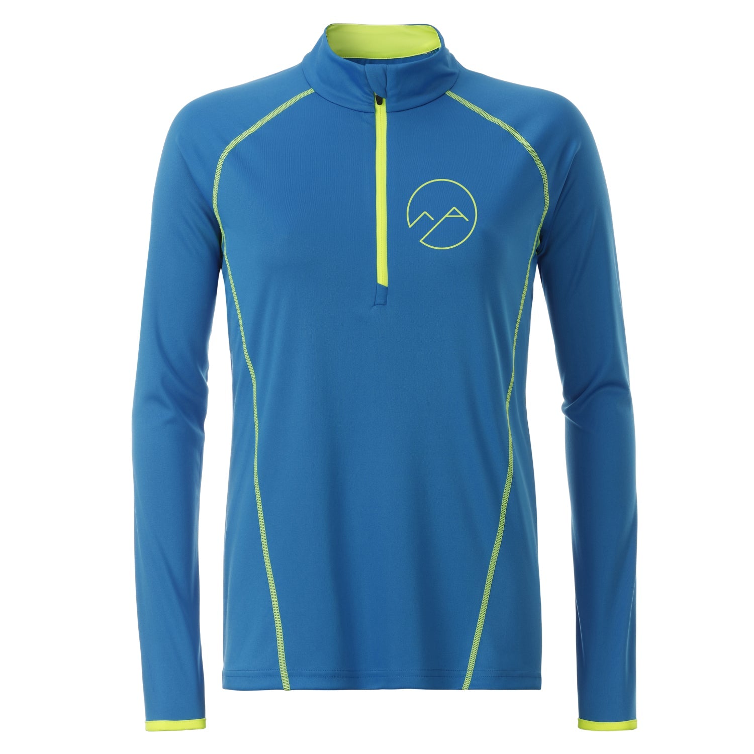 Damen Sportshirt langarm - blau/gelb - Albdraufgänger